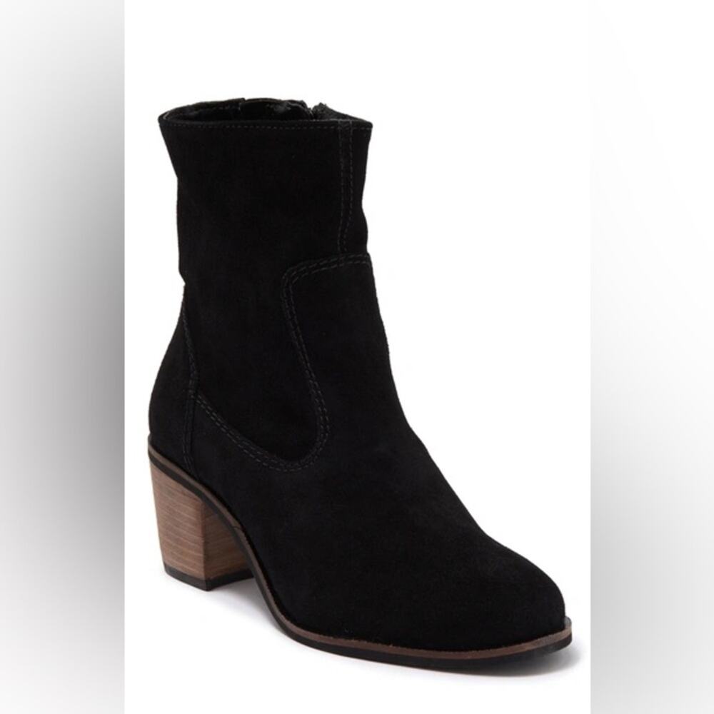 Crevo Jade Suede Block Heel Bootie Black Size 6 New